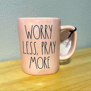 NWT Rae Dunn Worry Less, Pray More pink mug